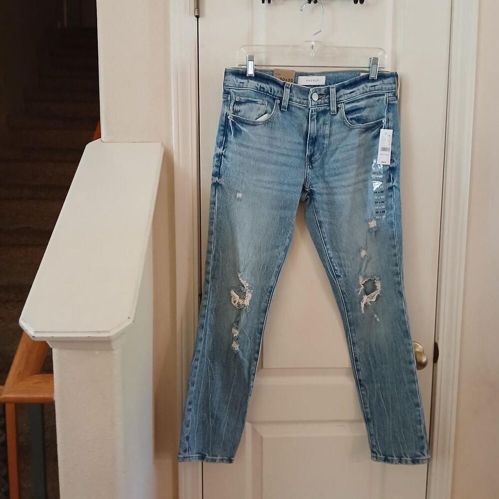 NWT PacSun Distressed Medium Wash Denim Mid Rise Skinniest Skinny Jeans 30x30